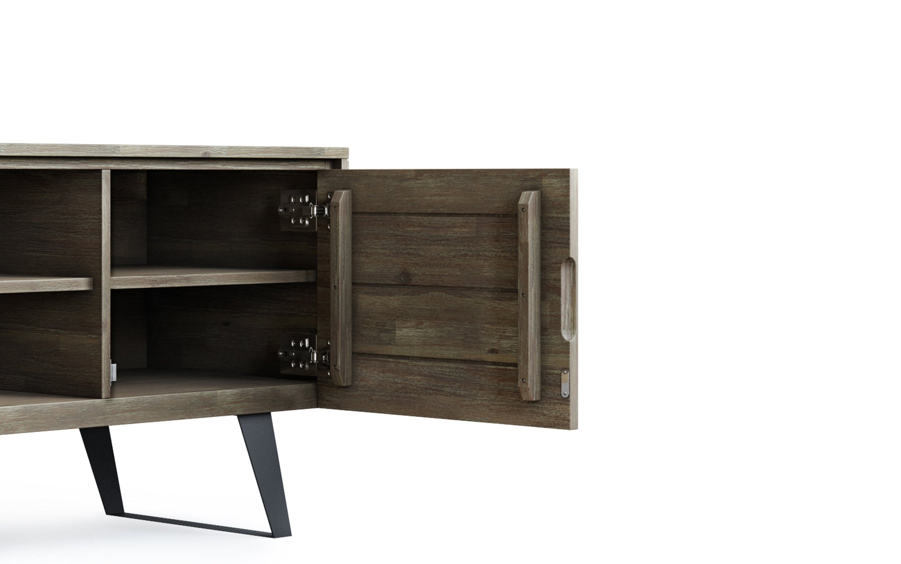 Distressed Grey Acacia | Lowry Solid Acacia Wood Wide TV Media Stand For TVs up to 70 Inches