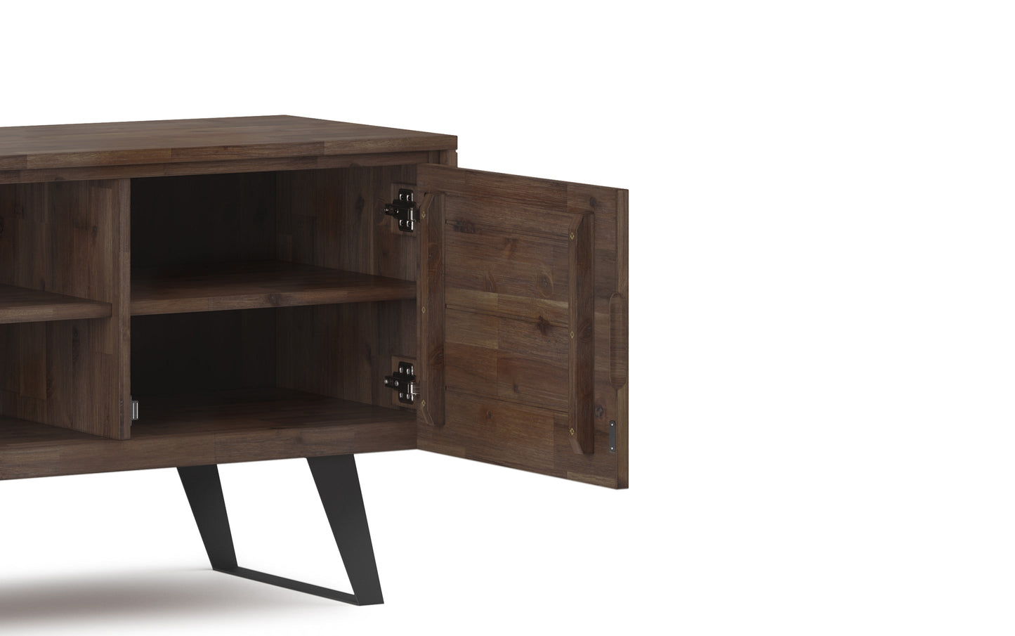 Rustic Natural Aged Brown Acacia | Lowry Solid Acacia Wood Wide TV Media Stand For TVs up to 70 Inches