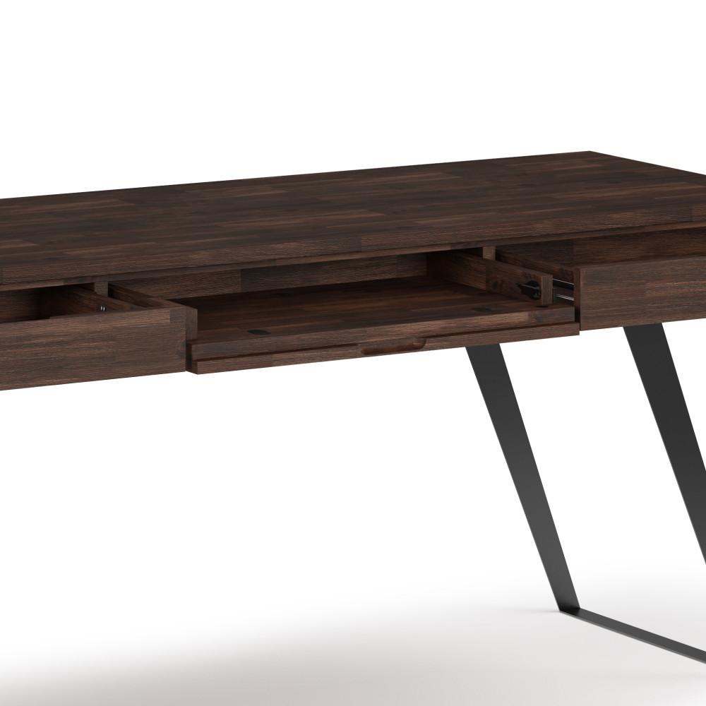 Distressed Charcoal Brown Acacia | Lowry Large Desk