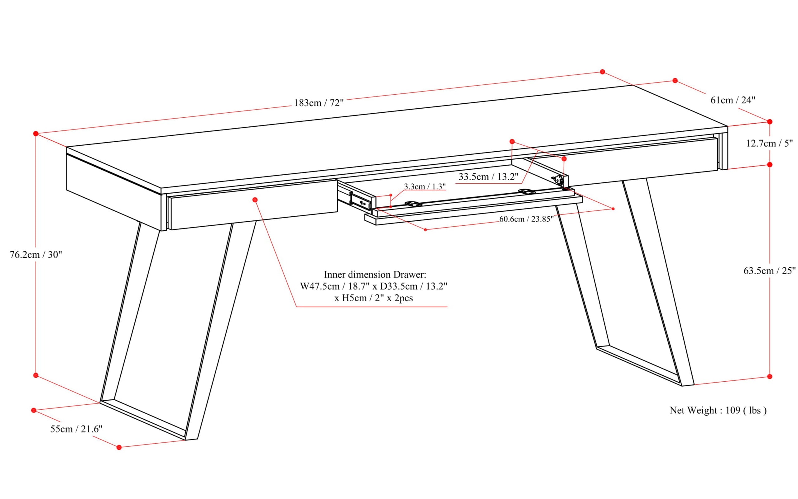 Oak Oak | Lowry Large Desk in Oak