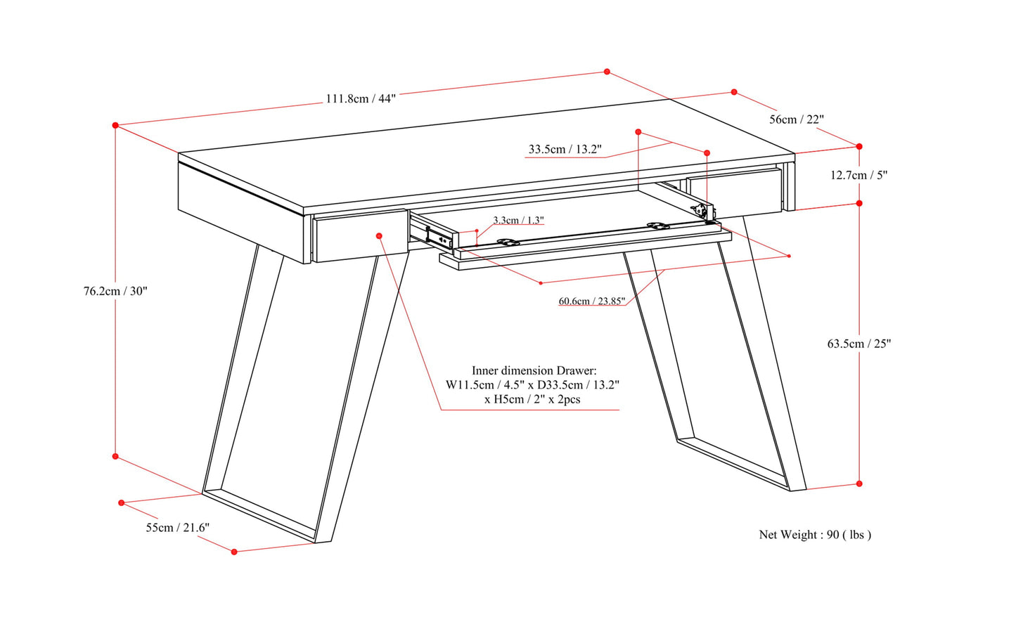 Distressed Charcoal Brown | Lowry Small Desk