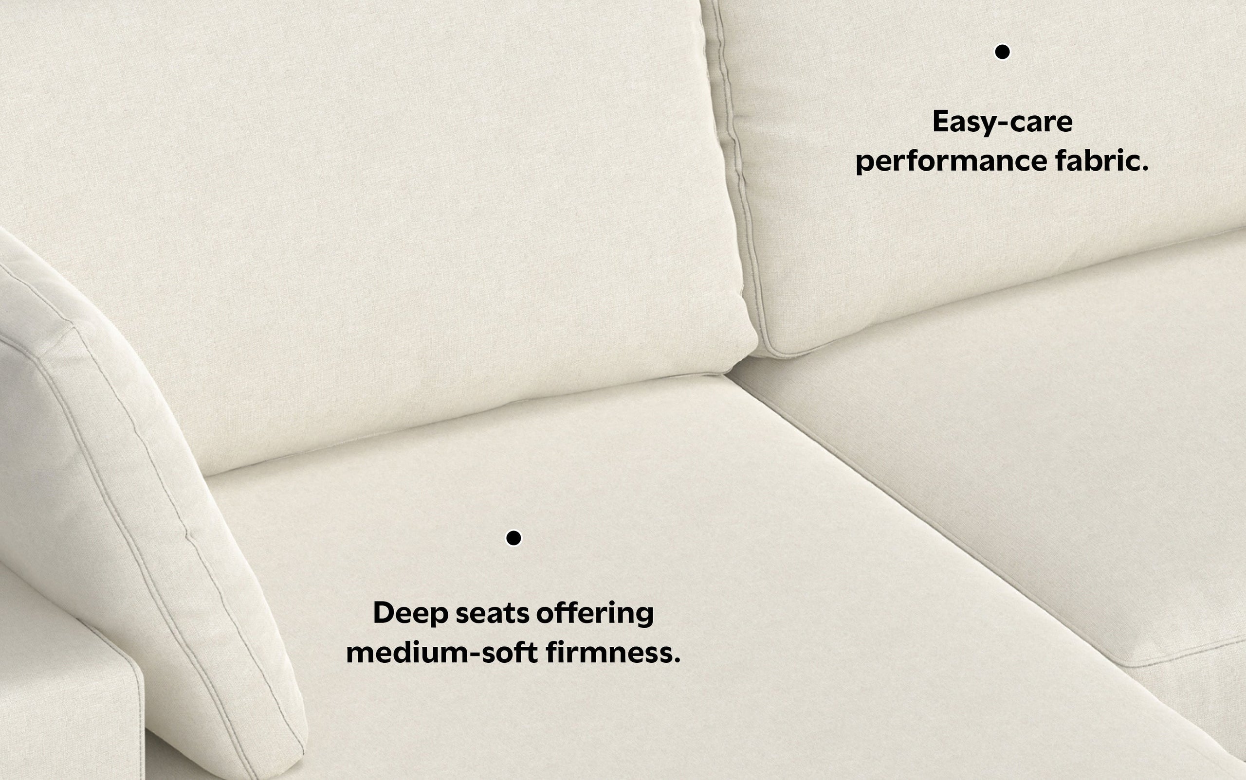 Cream Performance Fabric | Charlie Deep Seater Left Sectional