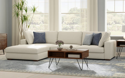 Cream Performance Fabric | Charlie Deep Seater Left Sectional