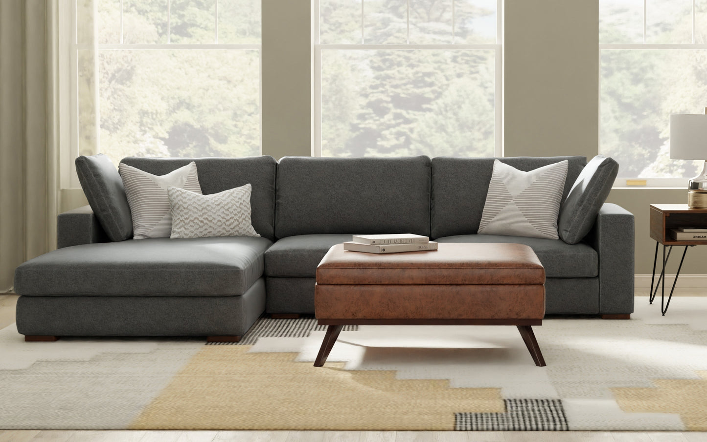 Pebble Grey Performance Fabric | Charlie Deep Seater Left Sectional