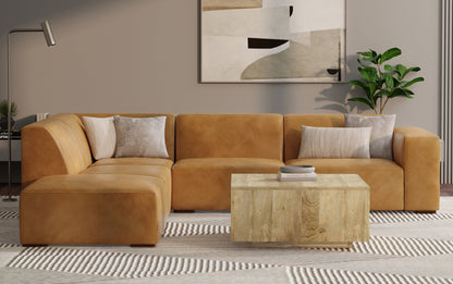 Sienna Genuine Leather | Rex Left Sectional and Ottoman in Genuine Leather