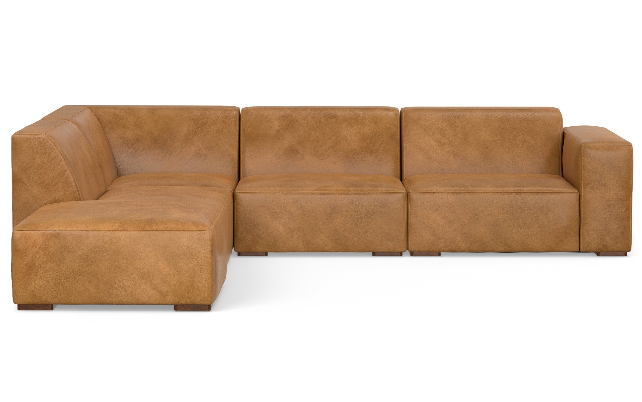 Sienna Genuine Leather | Rex Left Sectional and Ottoman in Genuine Leather