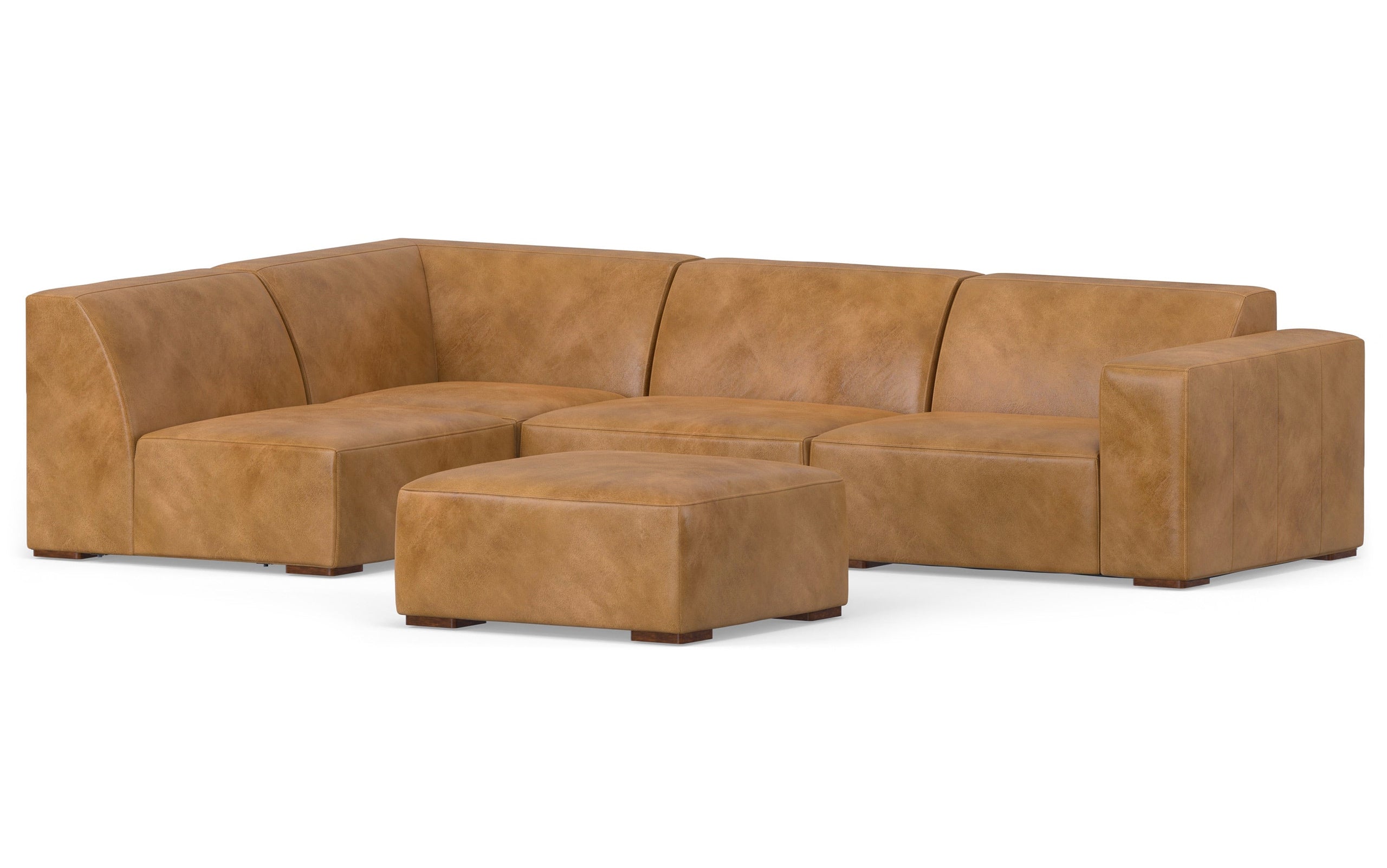 Sienna Genuine Leather | Rex Left Sectional and Ottoman in Genuine Leather