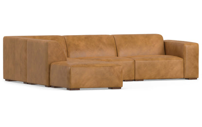 Sienna Genuine Leather | Rex Left Sectional and Ottoman in Genuine Leather