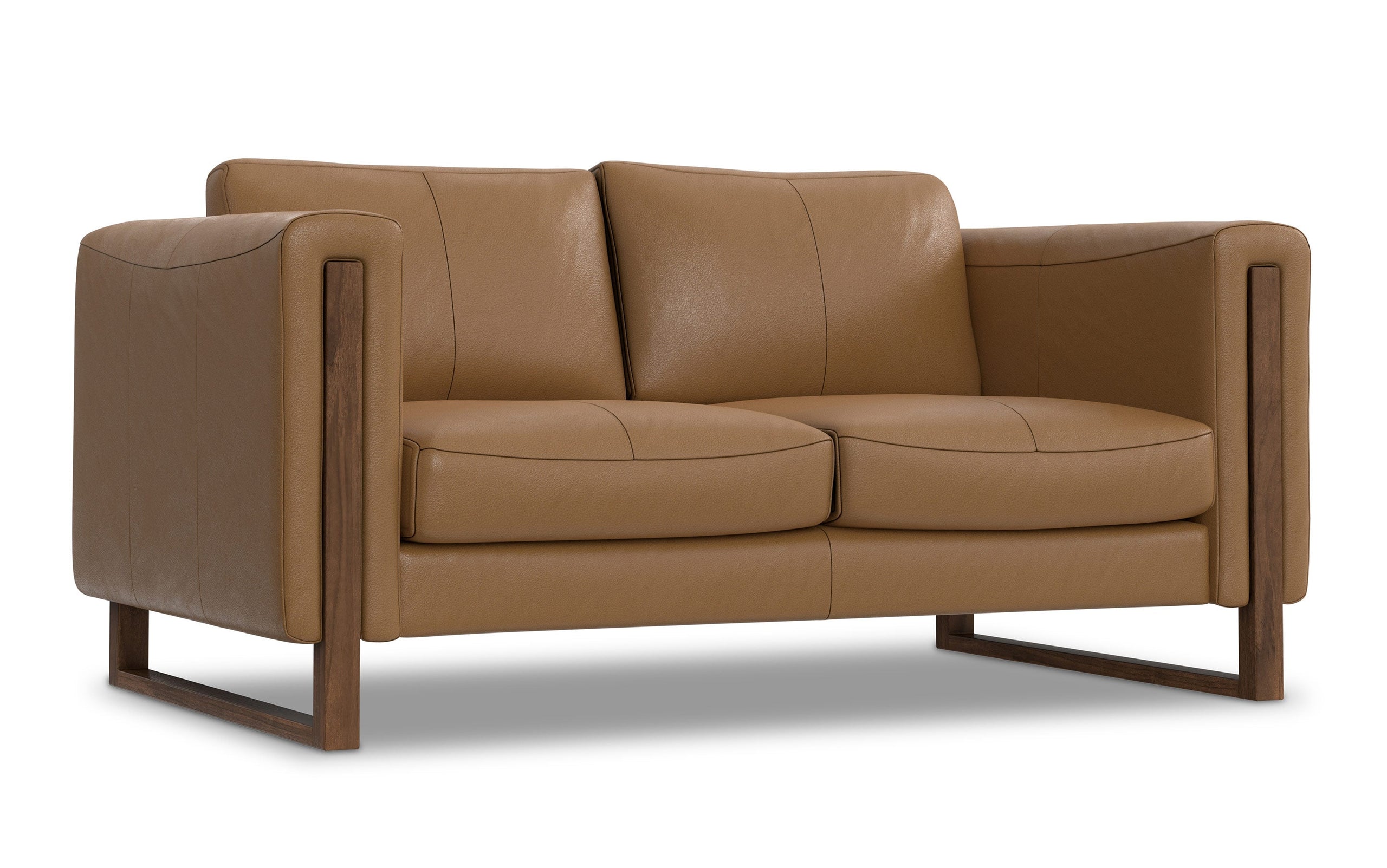 Butternut Brown Genuine Leather | Richard 63 inch Loveseat in Genuine Leather