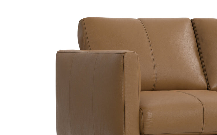 Butternut Brown Genuine Leather | Stevens 60 inch Loveseat in Genuine Leather