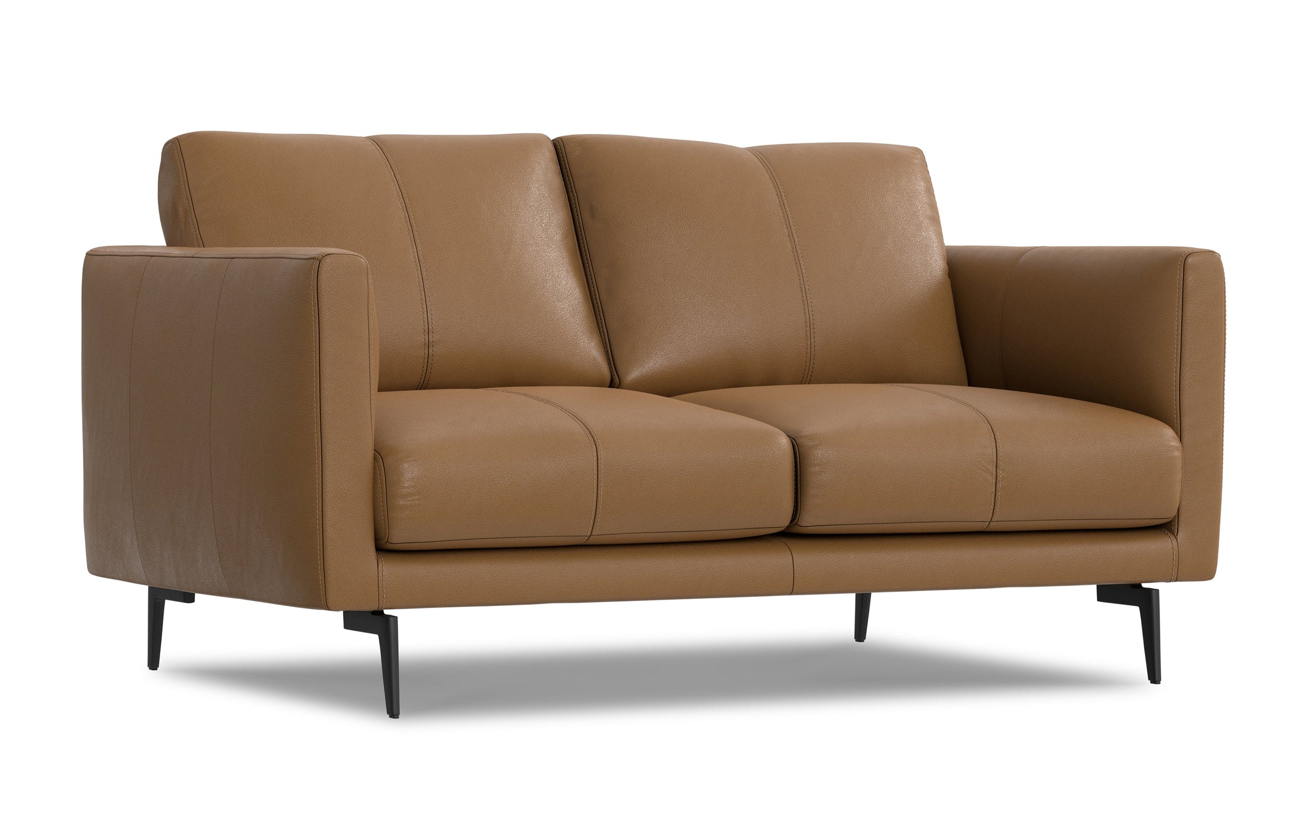 Butternut Brown Genuine Leather | Stevens 60 inch Loveseat in Genuine Leather