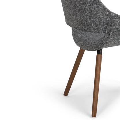 Grey Walnut | Malden Bentwood Dining Chair in Grey Woven Fabric