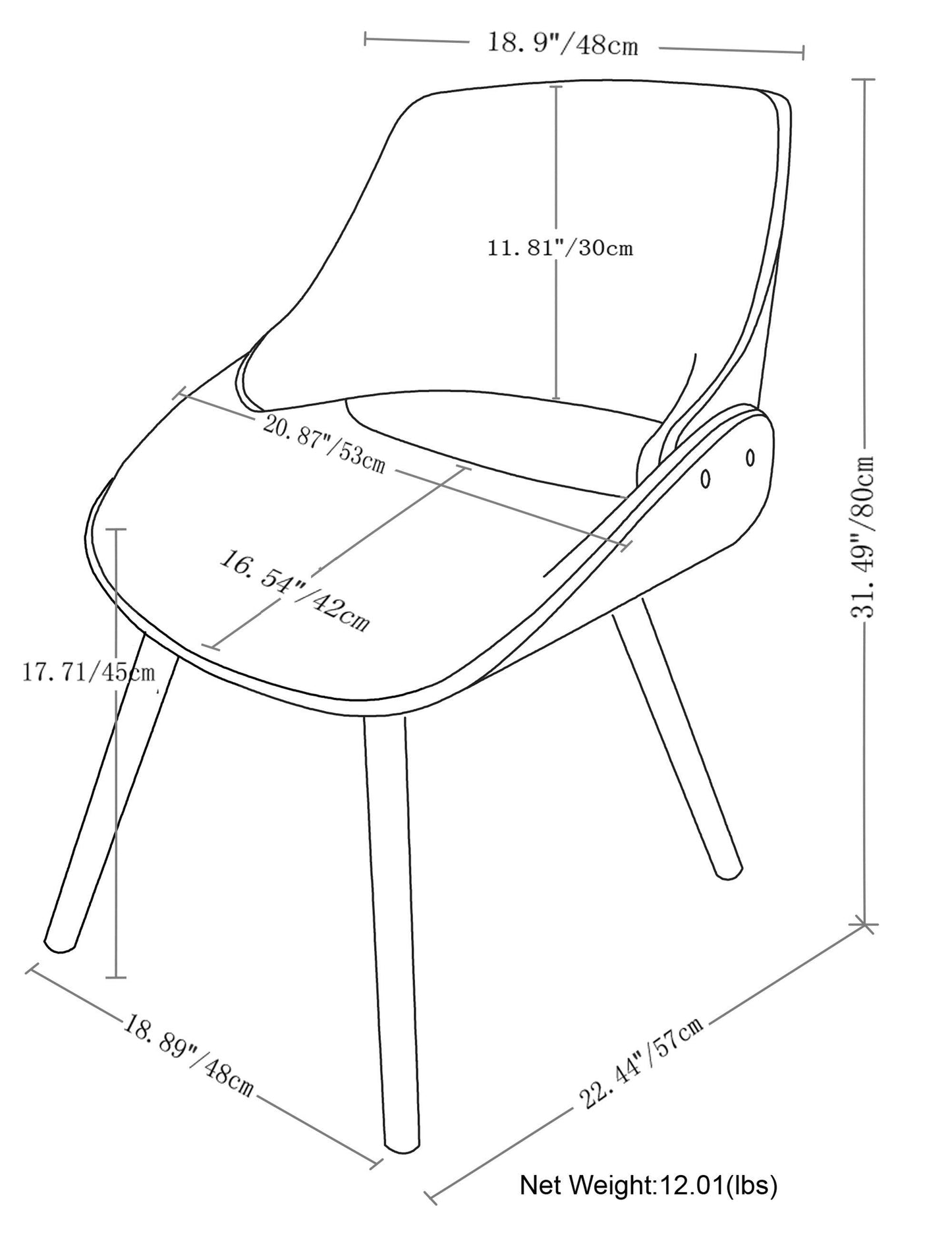 Grey Walnut | Malden Bentwood Dining Chair in Grey Woven Fabric