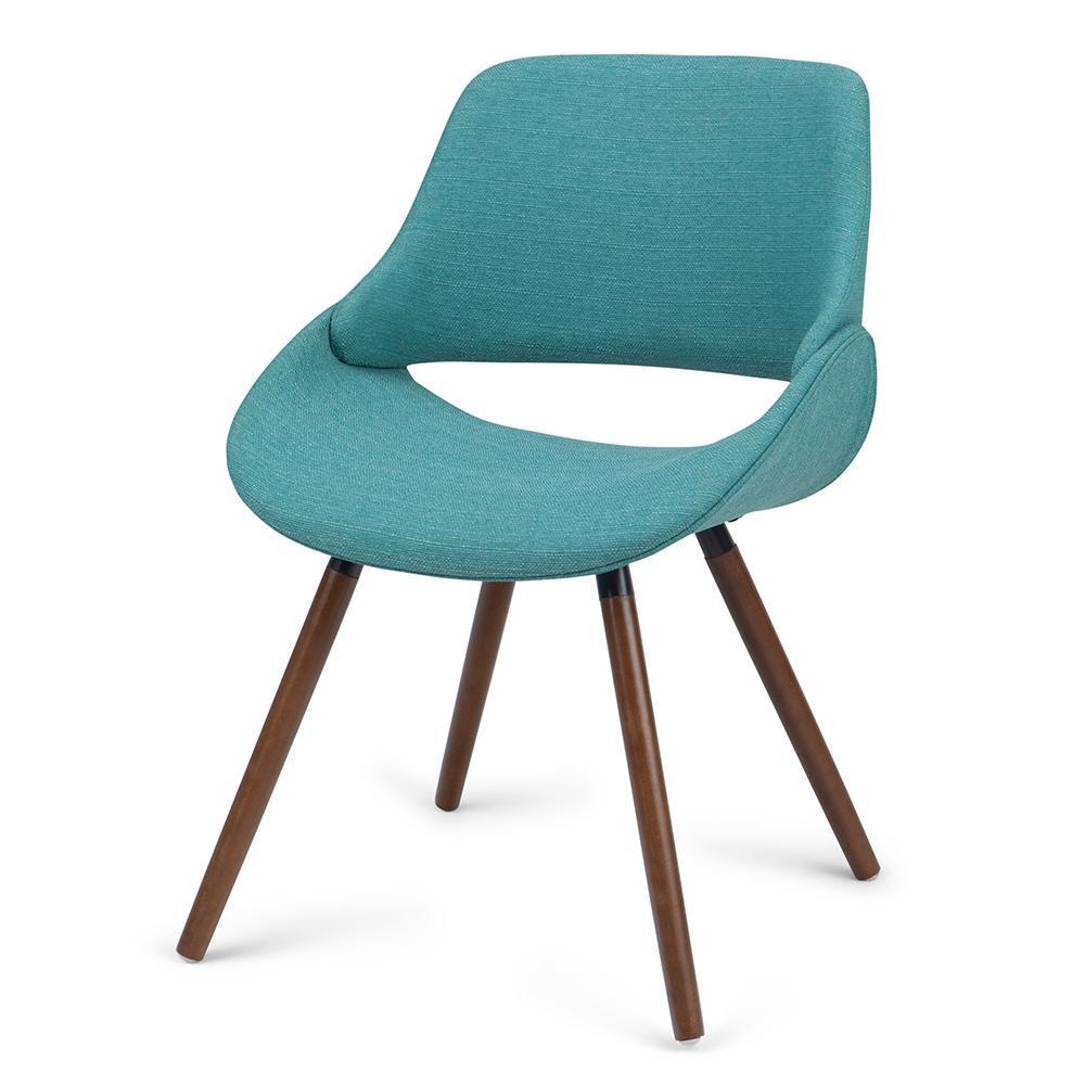 Turquoise Blue Walnut | Malden Bentwood Dining Chair in Grey Woven Fabric