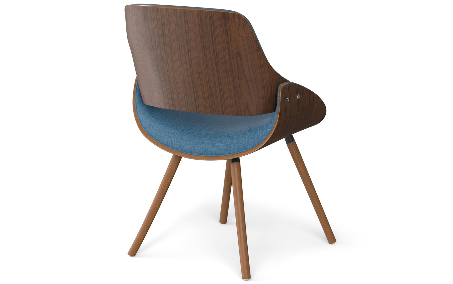 Blue Walnut Linen Style Fabric | Malden Dining Chair with Wood Back