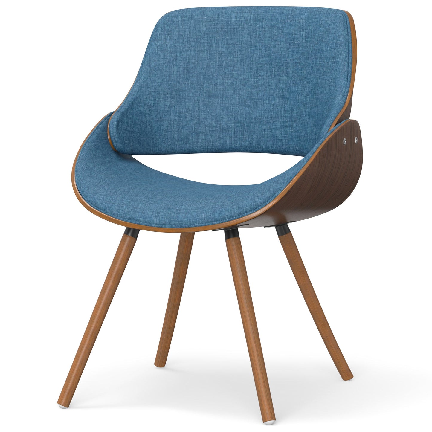 Blue Walnut Linen Style Fabric | Malden Dining Chair with Wood Back