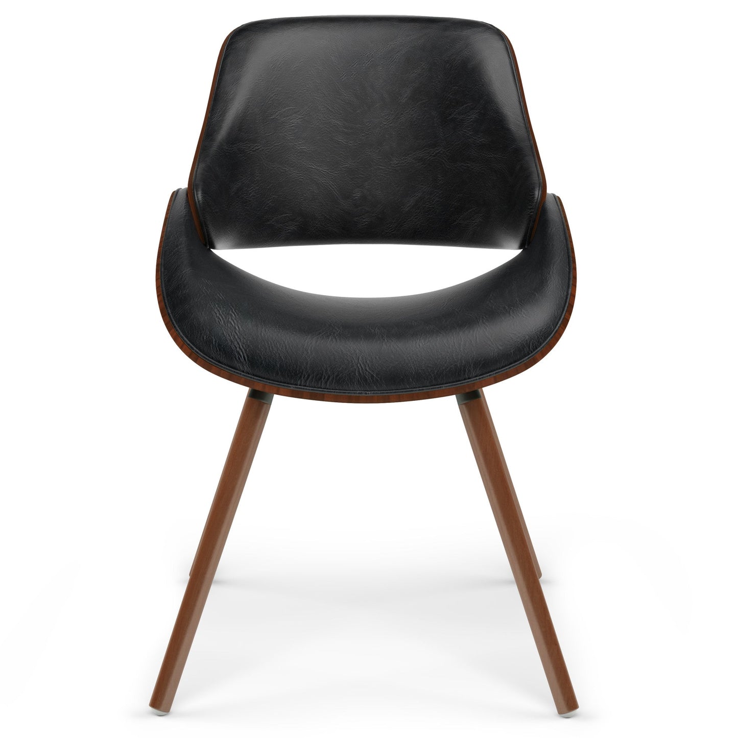 Distressed Black Walnut Distressed Vegan Leather | Malden Bentwood Dining Chair with Wood Back