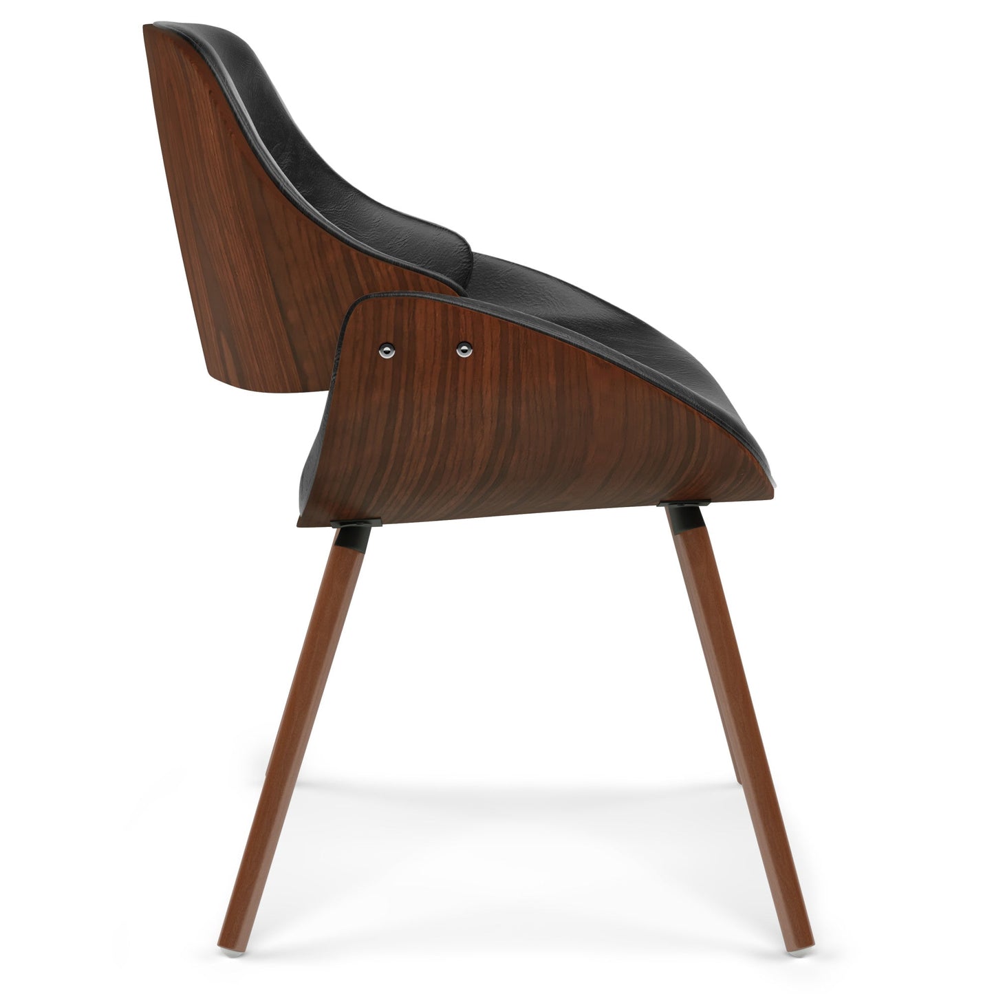 Distressed Black Walnut Distressed Vegan Leather | Malden Bentwood Dining Chair with Wood Back