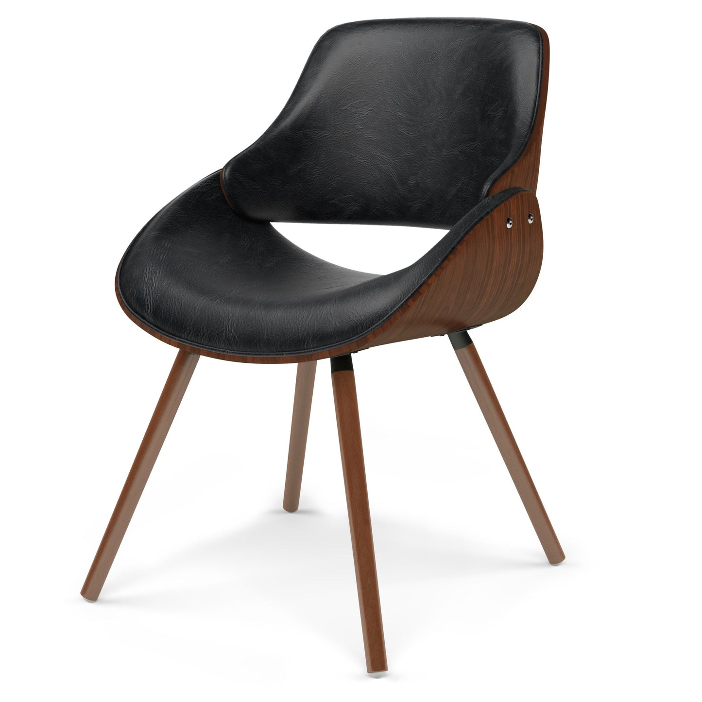 Distressed Black Walnut Distressed Vegan Leather | Malden Bentwood Dining Chair with Wood Back