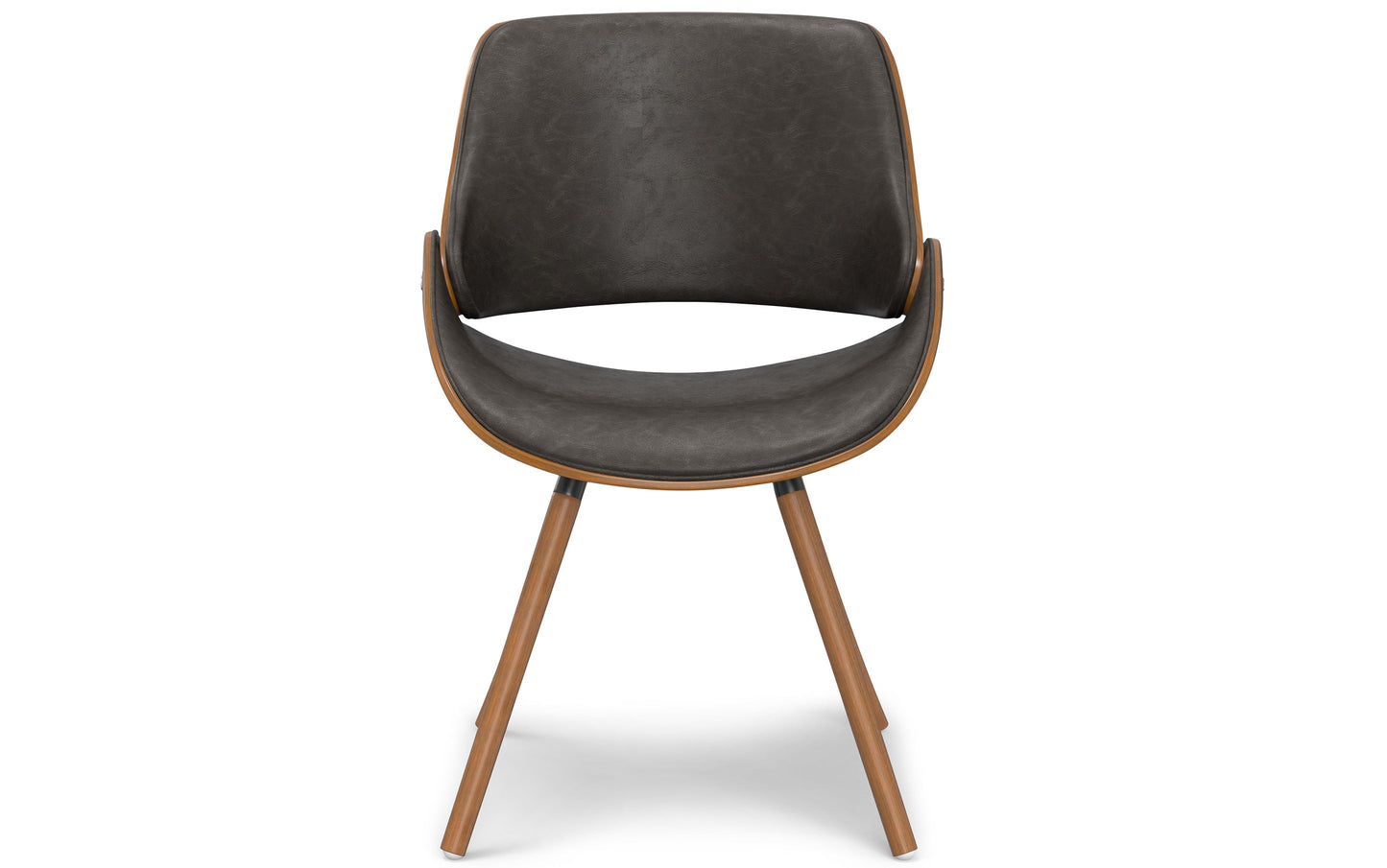 Distressed Brown Walnut Distressed Vegan Leather | Malden Dining Chair with Wood Back