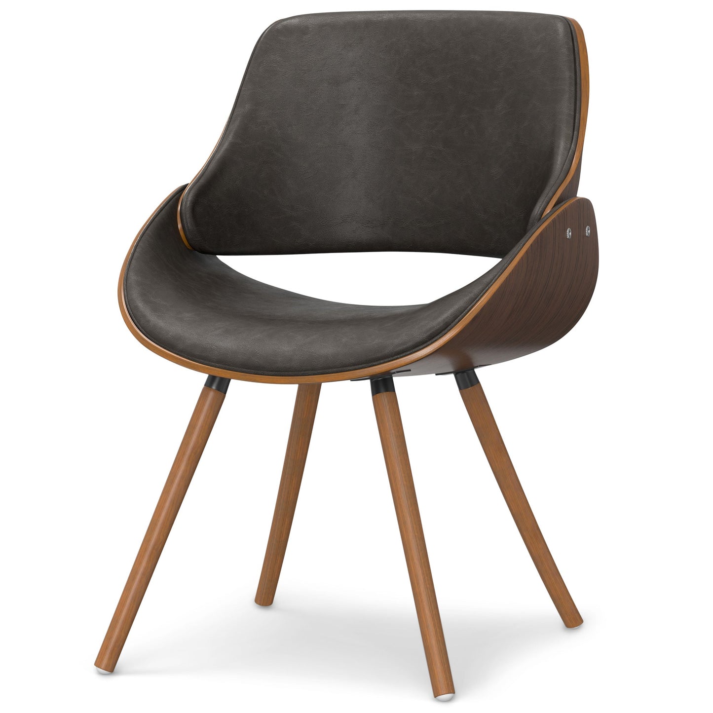 Distressed Brown Walnut Distressed Vegan Leather | Malden Dining Chair with Wood Back