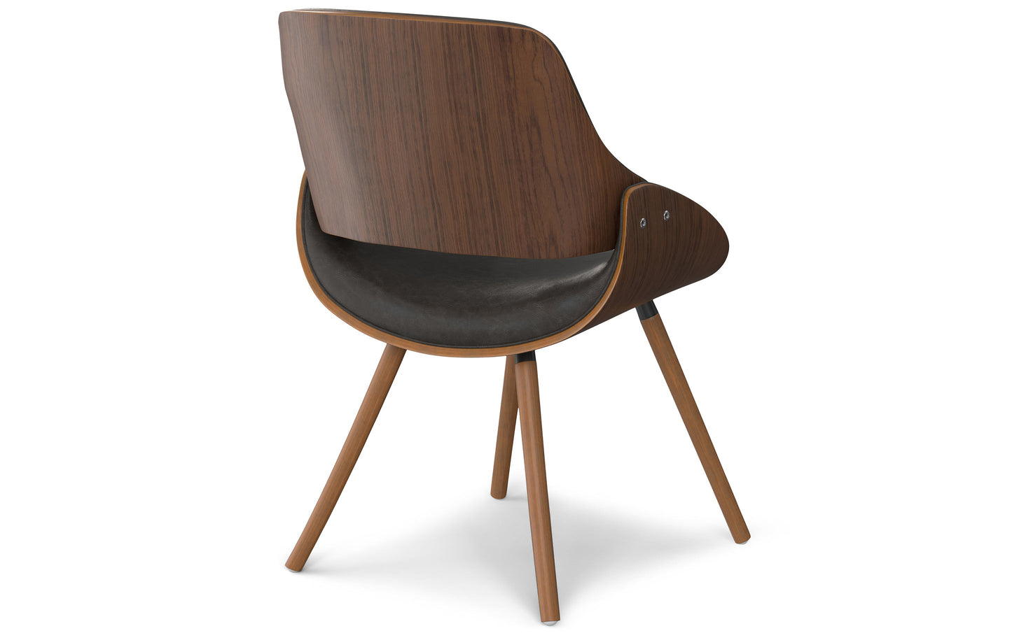 Distressed Brown Walnut Distressed Vegan Leather | Malden Dining Chair with Wood Back