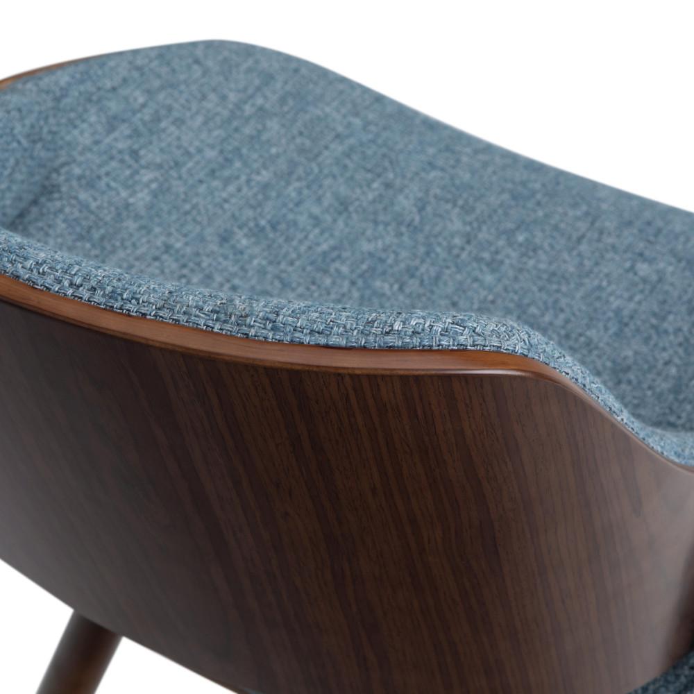 Denim Blue Walnut Woven Fabric | Malden Bentwood Dining Chair in Grey Woven Fabric