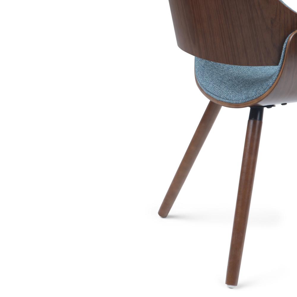 Denim Blue Walnut Woven Fabric | Malden Bentwood Dining Chair in Grey Woven Fabric