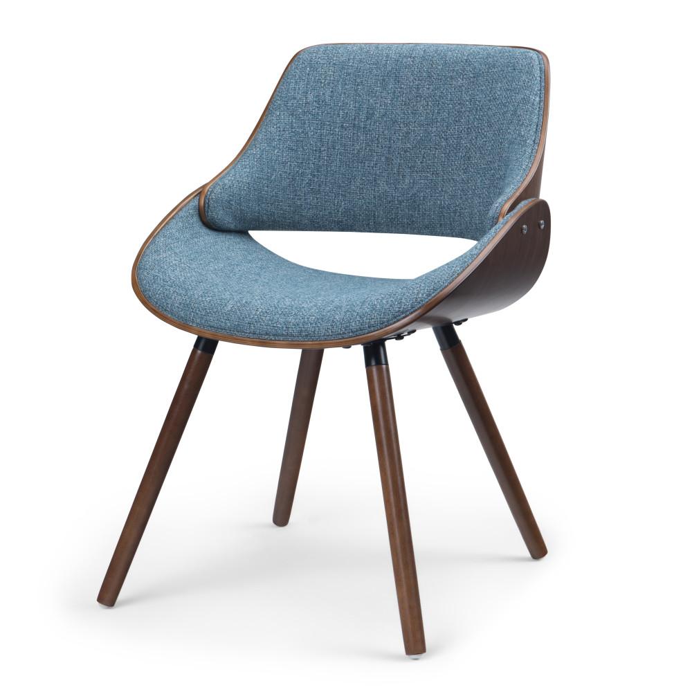 Denim Blue Walnut Woven Fabric | Malden Bentwood Dining Chair in Grey Woven Fabric