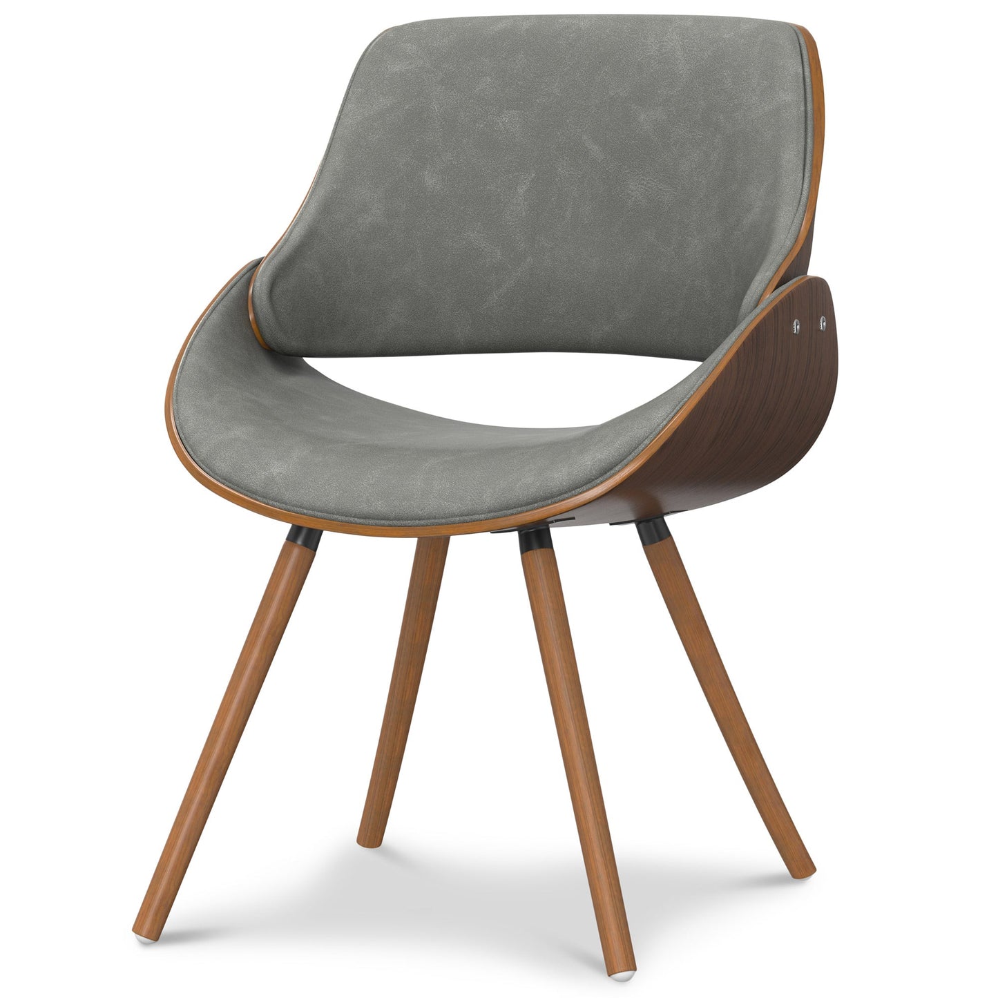 Distressed Grey Walnut Distressed Vegan Leather | Malden Dining Chair with Wood Back