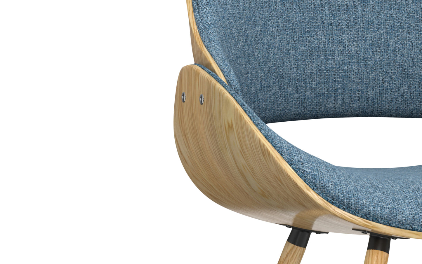 Denim Blue Natural Oak Linen Style Fabric | Malden Bentwood Dining Chair with Wood Back