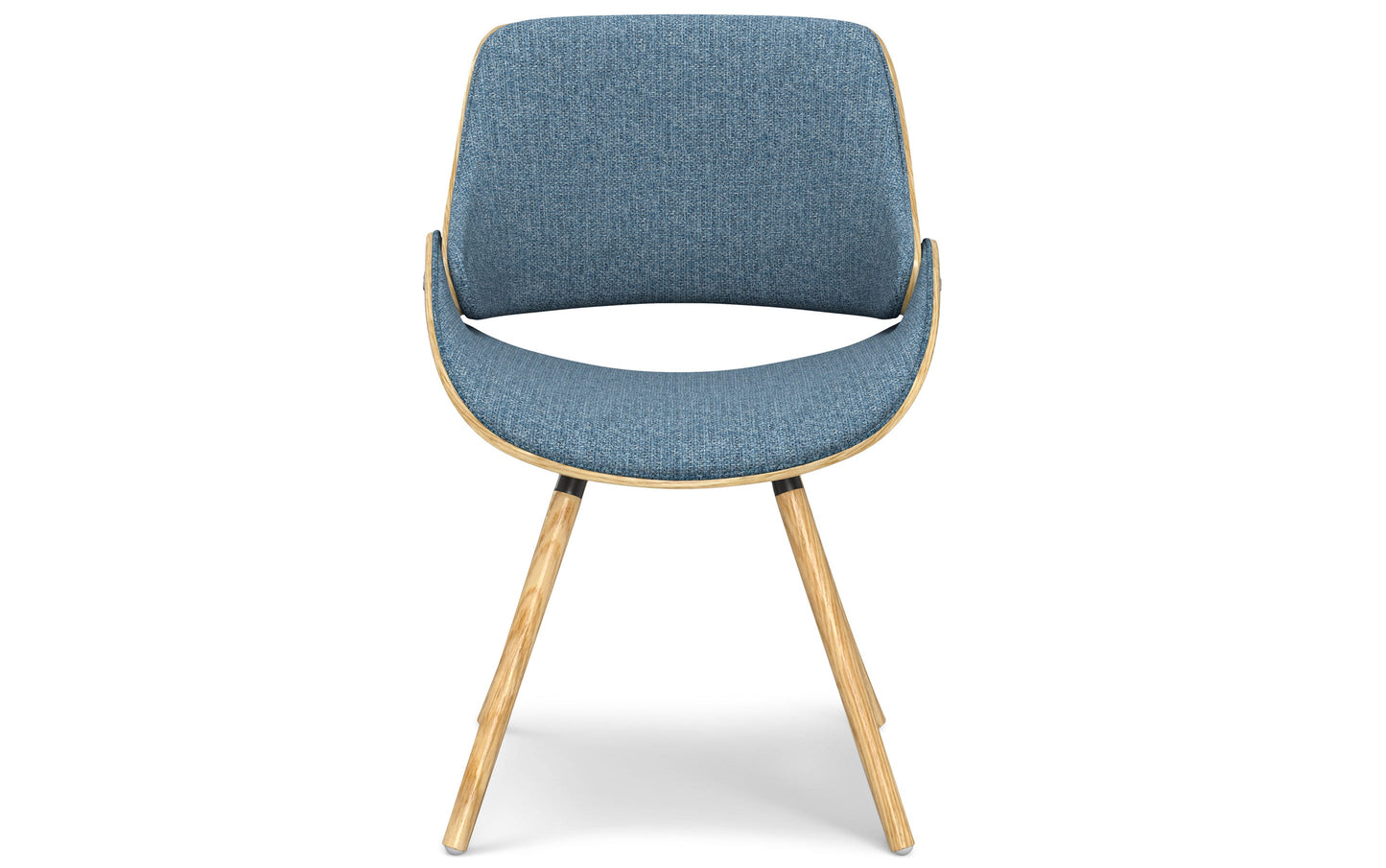 Denim Blue Natural Oak Linen Style Fabric | Malden Bentwood Dining Chair with Wood Back