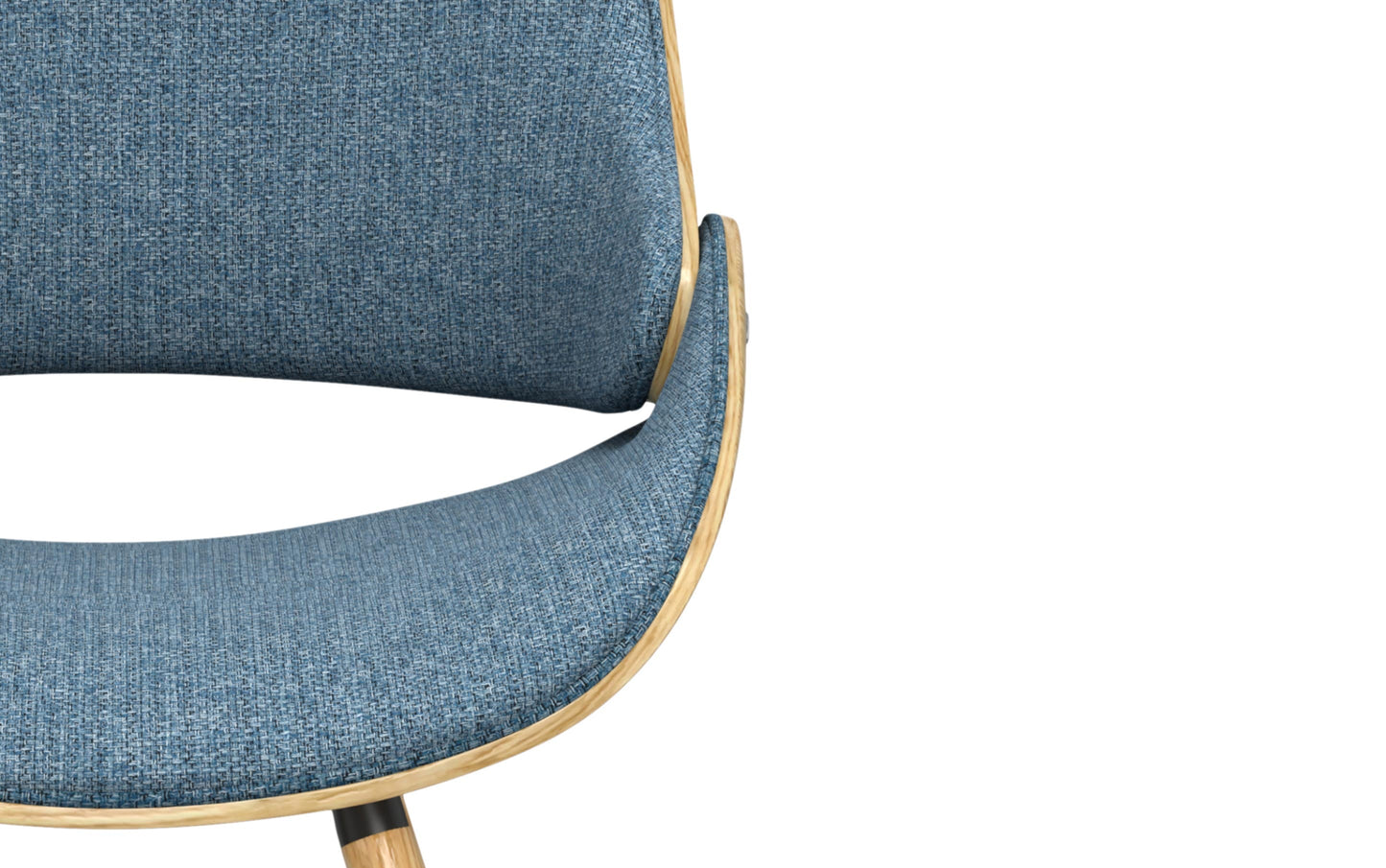 Denim Blue Natural Oak Linen Style Fabric | Malden Bentwood Dining Chair with Wood Back