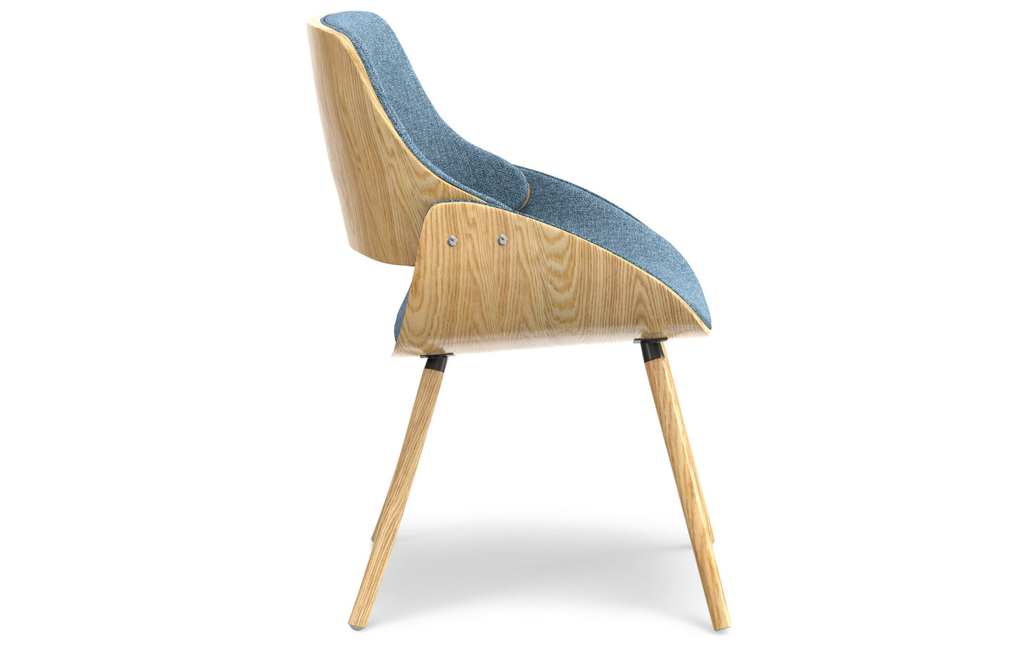 Denim Blue Natural Oak Linen Style Fabric | Malden Bentwood Dining Chair with Wood Back