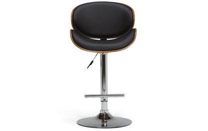 Black and Natural Vegan Leather Walnut | Marana Bentwood Gas Lift Bar Stool