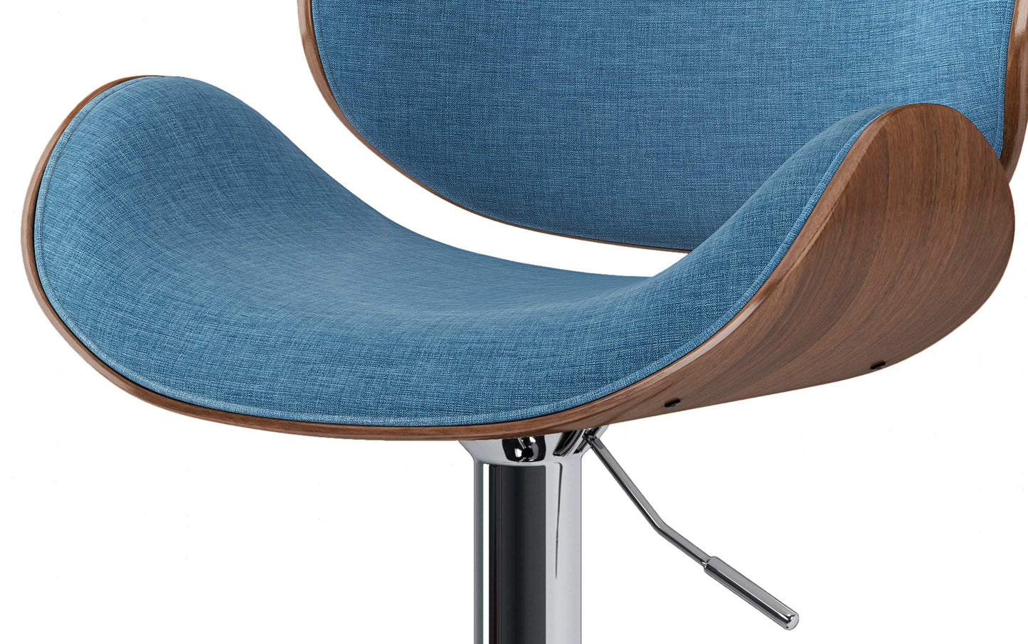 Blue Linen Style Fabric Natural | Marana Bentwood Adjustable Swivel Bar Stool