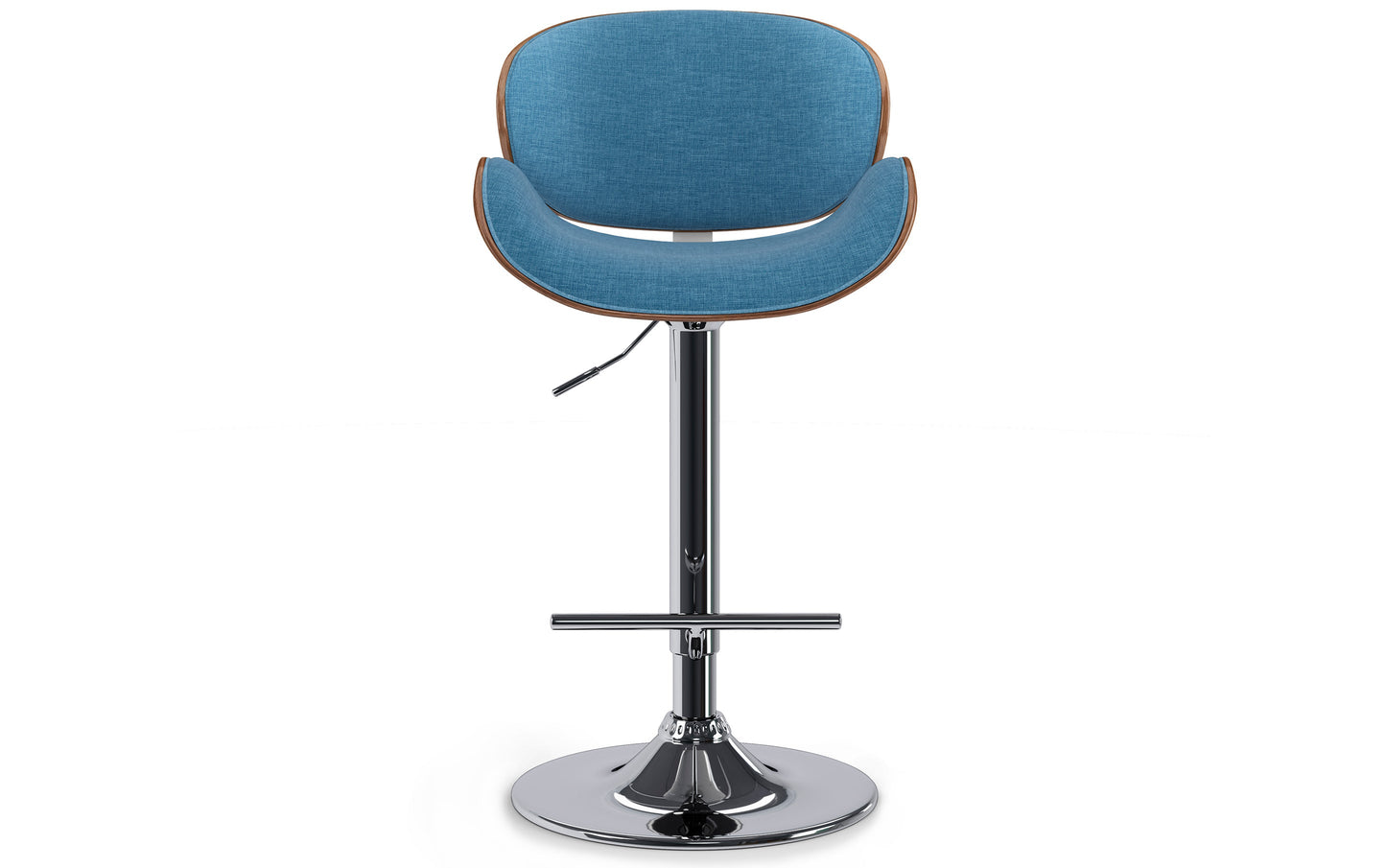 Blue Linen Style Fabric Natural | Marana Bentwood Adjustable Swivel Bar Stool