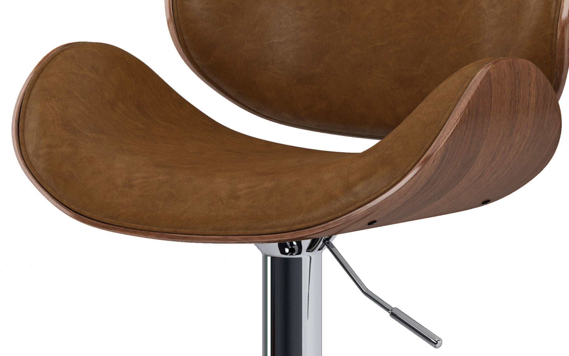 Deep Tan Vegan Leather Natural | Marana Bentwood Adjustable Swivel Bar Stool