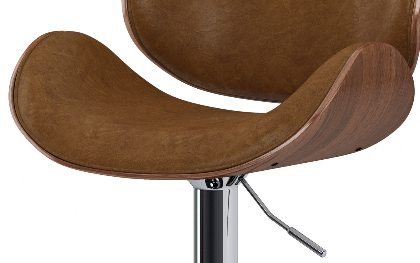 Deep Tan Vegan Leather Natural | Marana Bentwood Adjustable Swivel Bar Stool