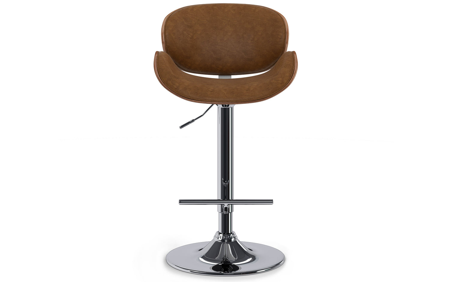 Deep Tan Vegan Leather Natural | Marana Bentwood Adjustable Swivel Bar Stool