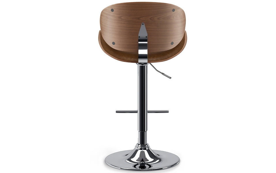 Deep Tan Vegan Leather Natural | Marana Bentwood Adjustable Swivel Bar Stool