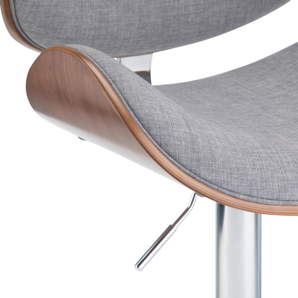 Grey Linen Style Fabric Walnut | Marana Bentwood Gas Lift Bar Stool