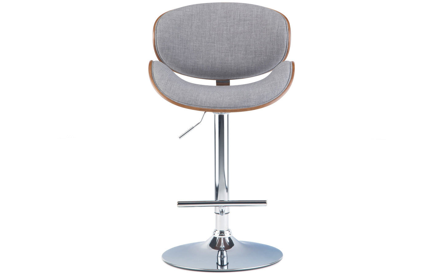 Grey Linen Style Fabric Walnut | Marana Bentwood Gas Lift Bar Stool