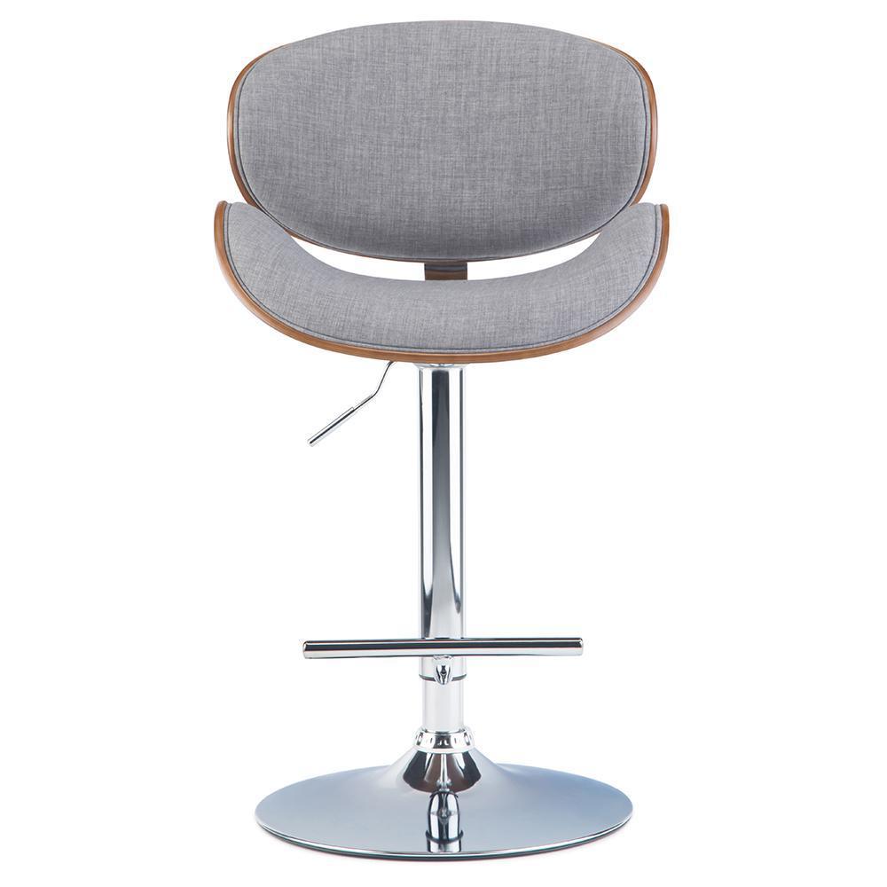 Grey Linen Style Fabric Walnut | Marana Bentwood Gas Lift Bar Stool