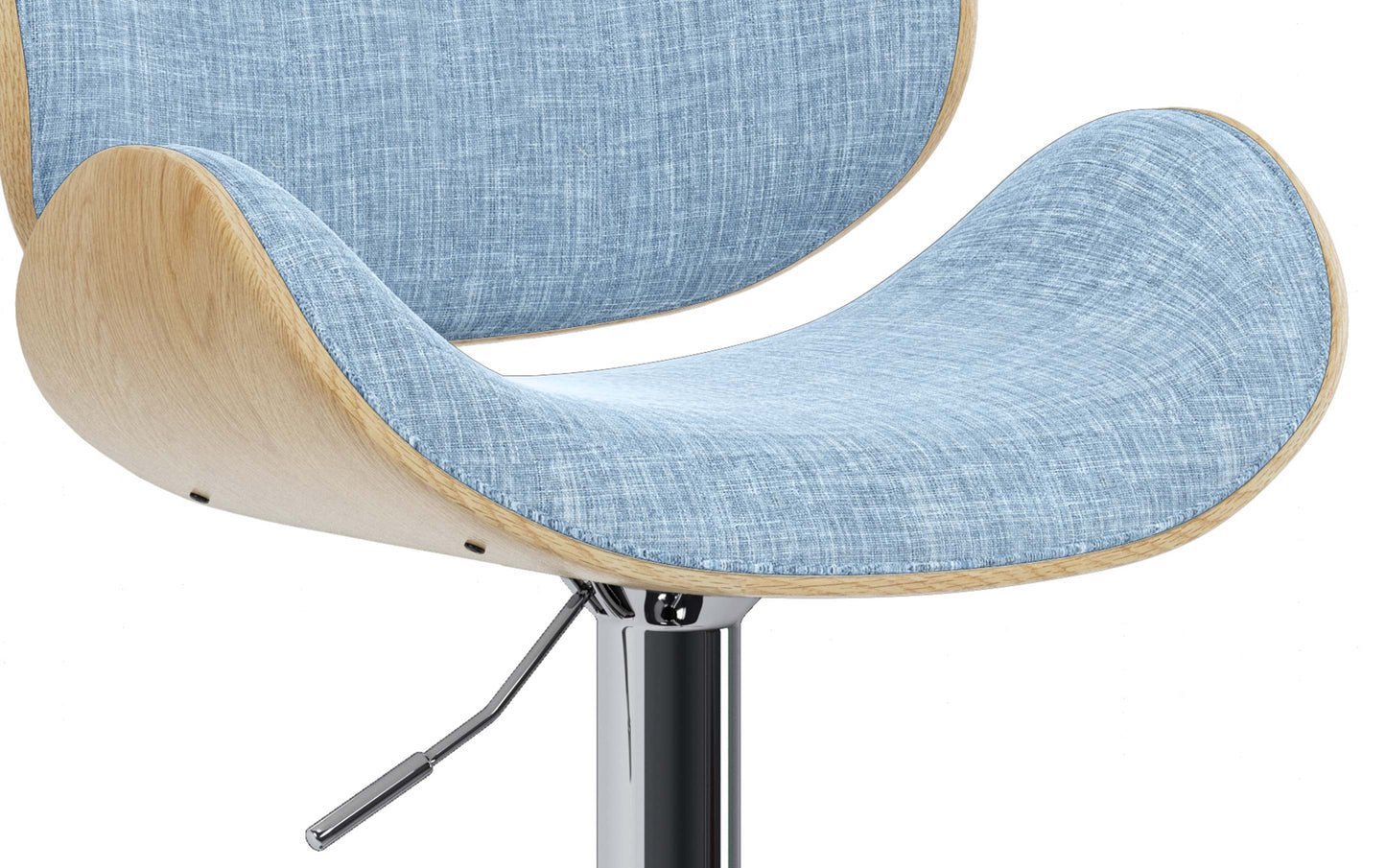 Denim Blue Linen Style Fabric Natural Oak | Marana Bar Stool