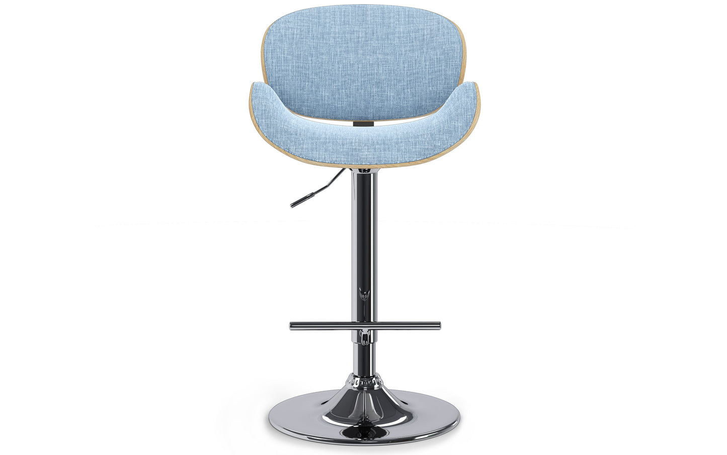 Denim Blue Linen Style Fabric Natural Oak | Marana Bar Stool