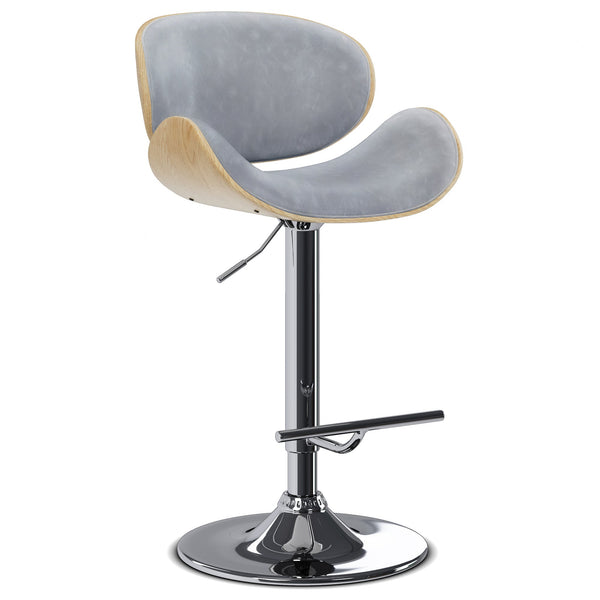 Stone Grey Vegan Leather Natural Oak | Marana Bar Stool