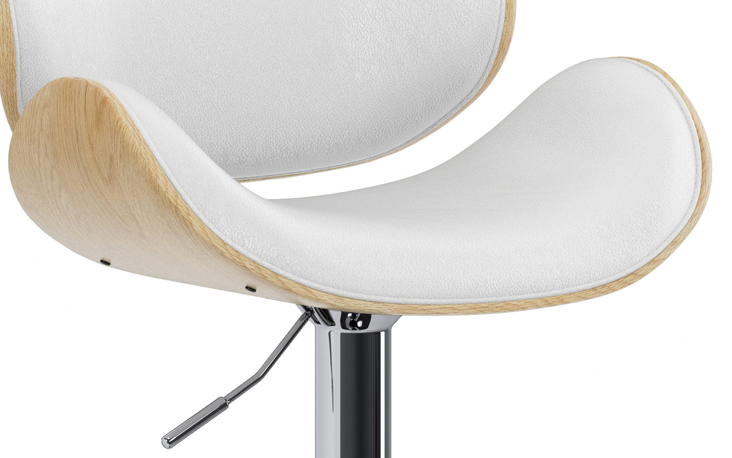 White Vegan Leather Natural Oak | Marana Bar Stool