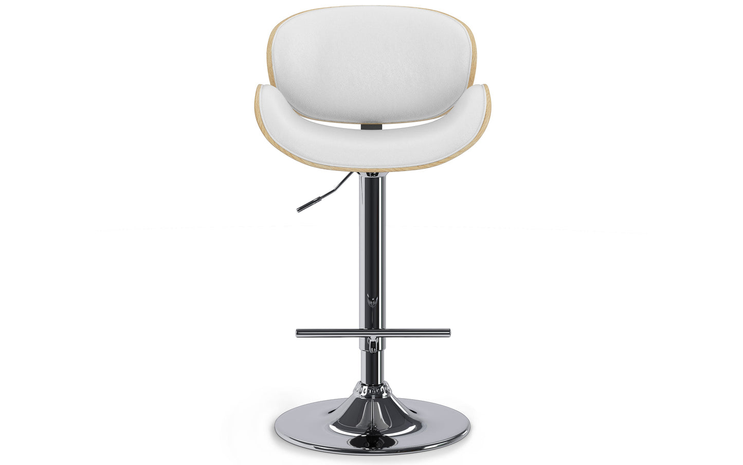 White Vegan Leather Natural Oak | Marana Bar Stool