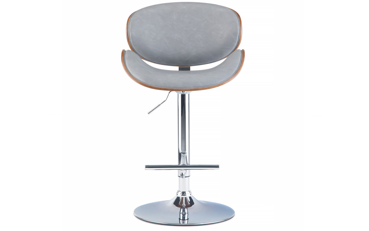 Stone Grey Vegan Leather Walnut | Marana Bentwood Gas Lift Bar Stool